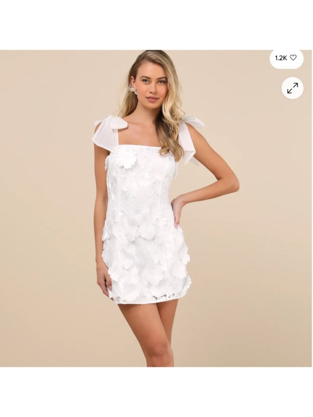 Lulus Emphatically Adorable Dress Womens Small Floral Embroidered Bridal Wedding